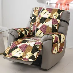 HOKIPO Yellow & Brown Printed Polyester 1 Piece Sofa Cover-image-48