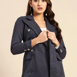WoowZerz Women Double Breasted Suede Overcoat-picture-12