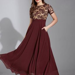 Life With Pockets Floral Printed Georgette Maxi Dress-image-26