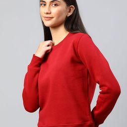 Xpose Women Solid Round Neck Wool Pullover Sweatshirt-picture-20