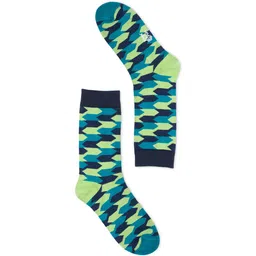 hexafun Green Pattered Calf-Length Pure Cotton Socks-image-28