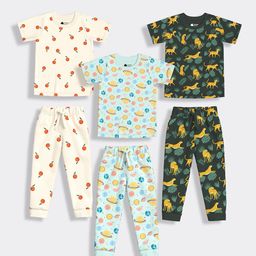 Orange Sugar Unisex Kids Pack of 2 Printed Pure Cotton T-shirt with Pyjamas-4
