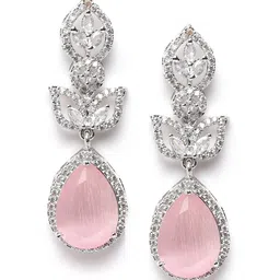StileAdda Silver-Plated Teardrop Shaped Drop Earrings-image-41
