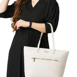 Lavie Colourblocked Structured Tote Bag with Cut Work-10