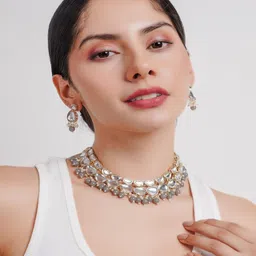 Divisha Gold-Plated Kundan-Studded & Beaded Jewellery Set-picture-45