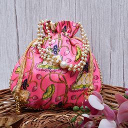 Kuber Industries Pack of 4 Floral Printed Party Potli-image-43