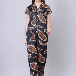 Aartej Women Abstract Printed Lapel Collar Night suit-picture-23