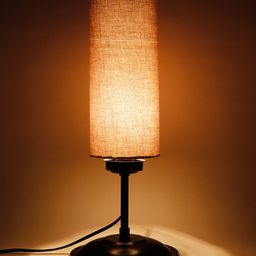 Devansh Grey Solid Cylindrical Table Lamp image 1