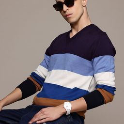 Roadster Men Striped Pullover-image-96