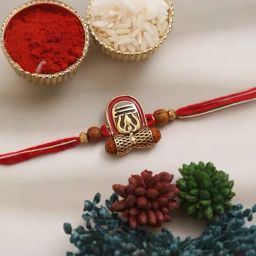 eCraftIndia Red, Brown, and Golden Religious Rakhi with Sibling Agreement & Roli Chawal Pack-image-52