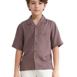 Rare Ones Boys Brown Modal Solid Shirt-image-35