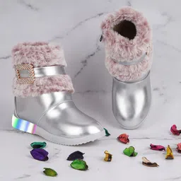 BAESD Infant Girls Embellished Faux Fur LED Light Winter Boots-image-104
