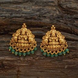 Kushal's Fashion Jewellery Green Golden Earrings for Women-picture-24