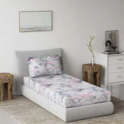 DDecor Purple Cotton 145 TC Single Bedsheet with 1 Pillow Cover-picture-12
