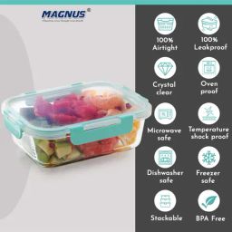 MAGNUS Solid Green Borosilicate 1040ml Rectangle Container image 5
