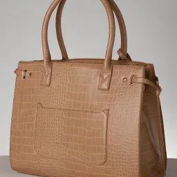 Allen Solly Brown Textured Handbag with Pouch image 2