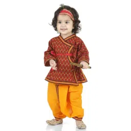BownBee kids Yellow & Red Printed Kurta with Dhoti-picture-14