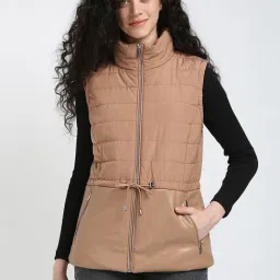 CALVIN KLEIN JEANS Brown Slim Fit Polyester High-Neck Puffer Jacket-image-70