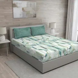 GM Green 100% Cotton 150 TC Queen Bedsheet Set-image-69