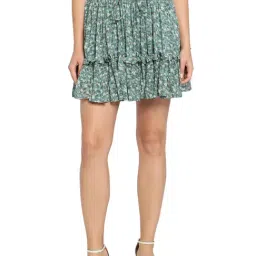 Trend Arrest Green Printed Mini Skirt-image-69