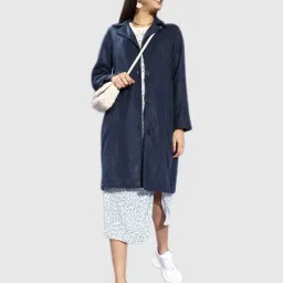 Style Quotient Dark Navy A Line Fit Coat-84