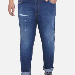 John Pride Blue Plus Size Distressed Jeans-18