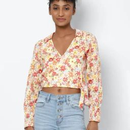American Eagle Outfitters Multicolor Floral Print Crop Top-image-0