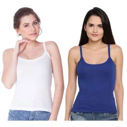 Dollar Missy White & Blue Cotton Camisole (Pack of 2)-image-73