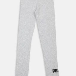 Puma Kids ESS G Grey & Black Cotton Logo Leggings-image-2