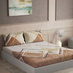DDecor Brown Cotton 145 TC Double Bedsheet with 2 Pillow Covers-image-78
