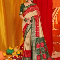 Saree Mall Beige Woven Sarees With Unstitched Blouse-image-52