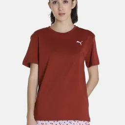 Puma Maroon & Pink Cotton Logo Print T-Shirt With Shorts-image-14