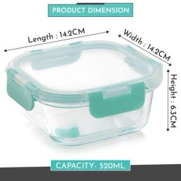 MAGNUS Solid Green Borosilicate 520ml Square Container image 3