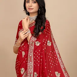 Pionex Geometric Printed Pure Silk Saree-image-14