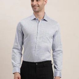 Turtle Light Blue Cotton Slim Fit Printed Shirt-picture-25