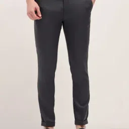 The Bear House Grey Polyester Slim Fit Solid Formal Trousers-image-29