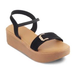 Tresmode Women's Black Ankle Strap Wedges-image-52