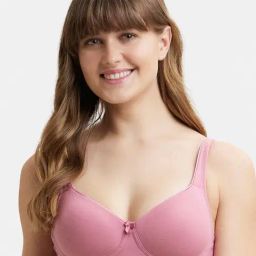 Jockey FE35 Women's Wirefree Padded Super Combed Cotton Full Coverage T-Shirt Bra with Broad Straps-25