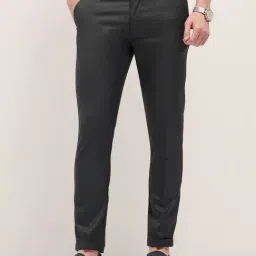 The Bear House Grey Polyester Slim Fit Solid Formal Trousers-image-69