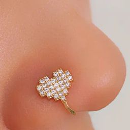 OOMPH Combo of 3 GoldCubic Zirconia Star, Heart, Evil Eye Shape Nose Pin image 4