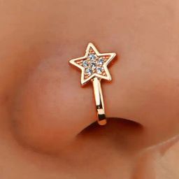 OOMPH Combo of 3 GoldCubic Zirconia Star, Heart, Evil Eye Shape Nose Pin image 3