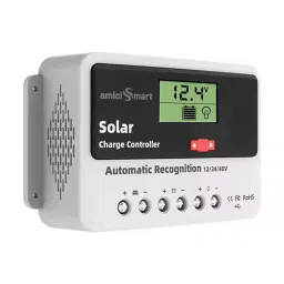 amiciSmart Solar Charge Controller 50 Amp 12 V/24 V/48 V 2.4kW with LCD Display & USB Port, 1x50A-SOLAR-CTRL-2
