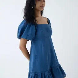 Bombay Paisley by Westside Indigo Embroidered Cotton A-Line Dress-picture-37