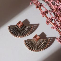SOHI Crystal Fan Stud Earrings For Women-image-74