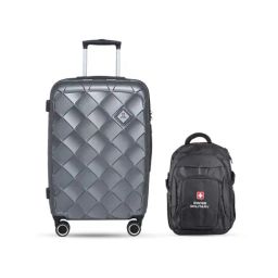 Swiss Military Grey Textured Medium Combo of Hard Sided Cabin Trolley with Laptop Backpack-picture-46