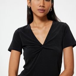 Koton Women V-Neck Pockets T-shirt-image-77