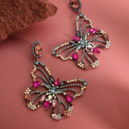 SOHI Crystal Butterfly Drop Earrings For Women-image-15