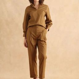 RAREISM Brown Cotton Blend Solid Long Sleeves Top-image-84