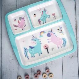 Stehlen White Melamine 3 Partition Kids Dinner Plate-29