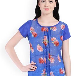 Style Quotient Women Blue Floral Print Sheer Top-image-32